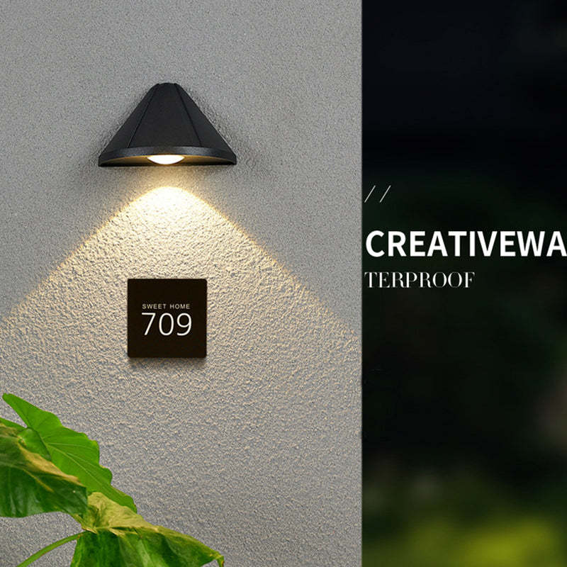 Ray Modern Cone Metal Outdoor Wall Lamp, Black