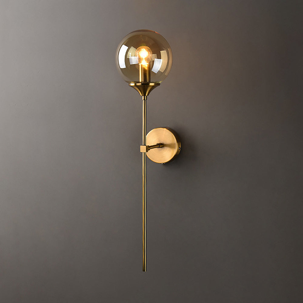 Valentina Modern Globe Metal/Glass Wall Lamp, Gray/Amber/Clear/White