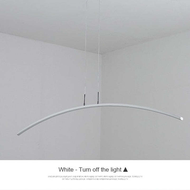 Arisha Curved Linear Pendant Light for Dining Room, Black/White