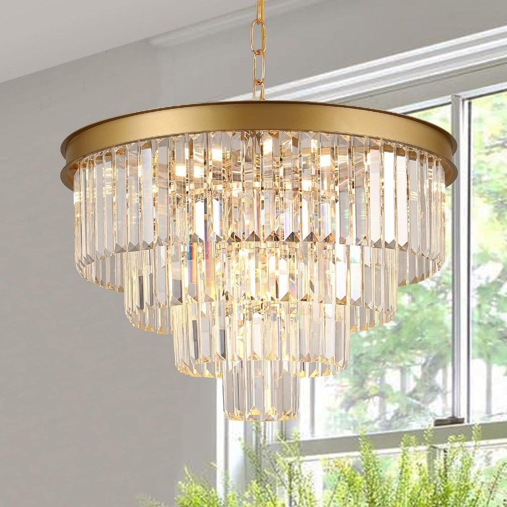 Arisha Modern LED Decorative Luxury Pendant Light Crystal Metal Black/Gold Ring Bedroom/Living Room