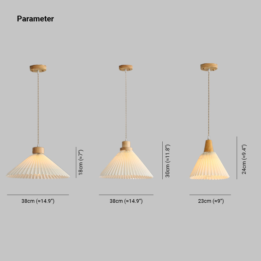Muto Pendant Light Umbrella Shape Art, Wood, White, Bedroom