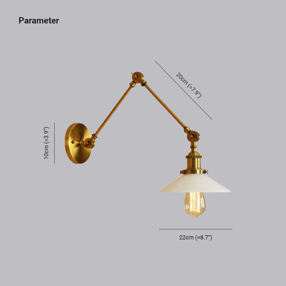 Silva Wall Lamp Retro Saucer Lampshade Metal Adjustable 2 Color, Bedroom