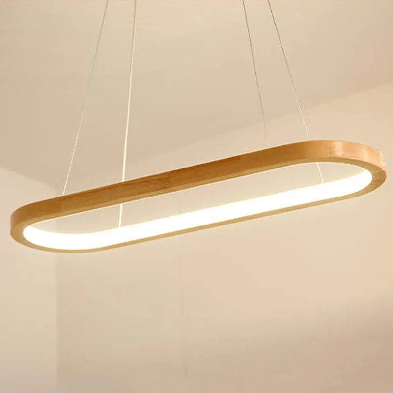 Muto Contemporary Oval Wooden Pendant Light