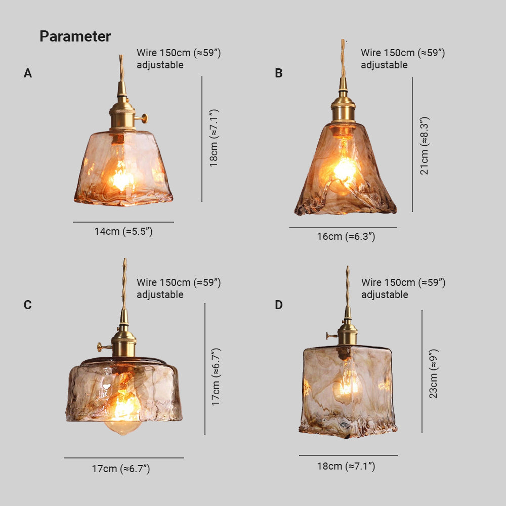 Valentina Industrial Pendant Light Glass&Brass
