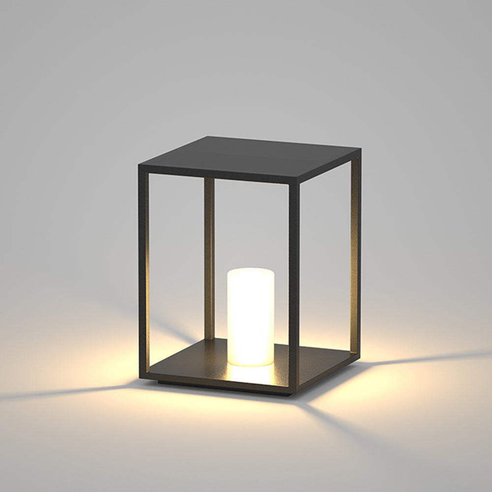 Ray Minimalist Rectangular Metal Solar Outdoor Ground Lamp