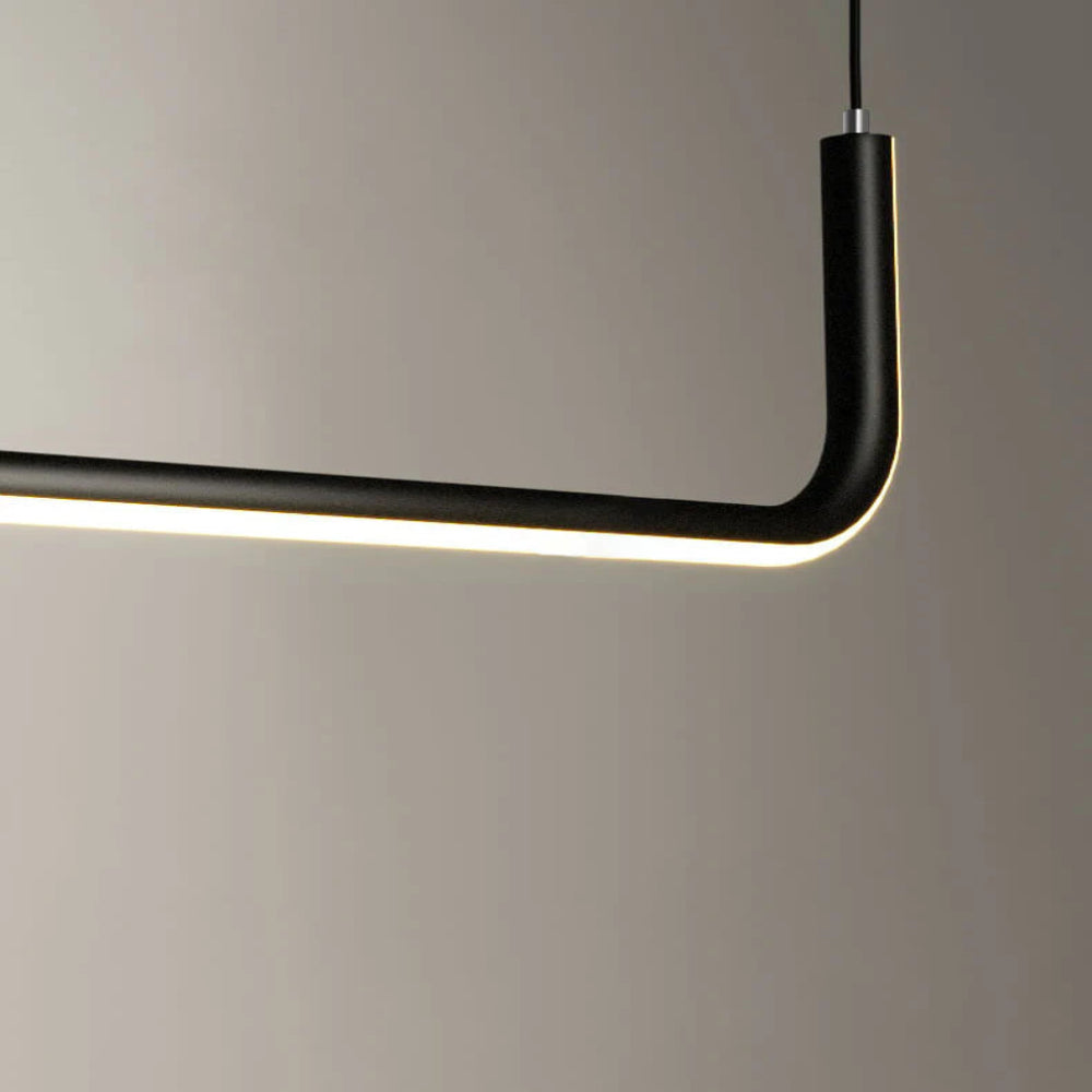 Arisha Modern Linear Pendant Light Double Frame, Black/Gold