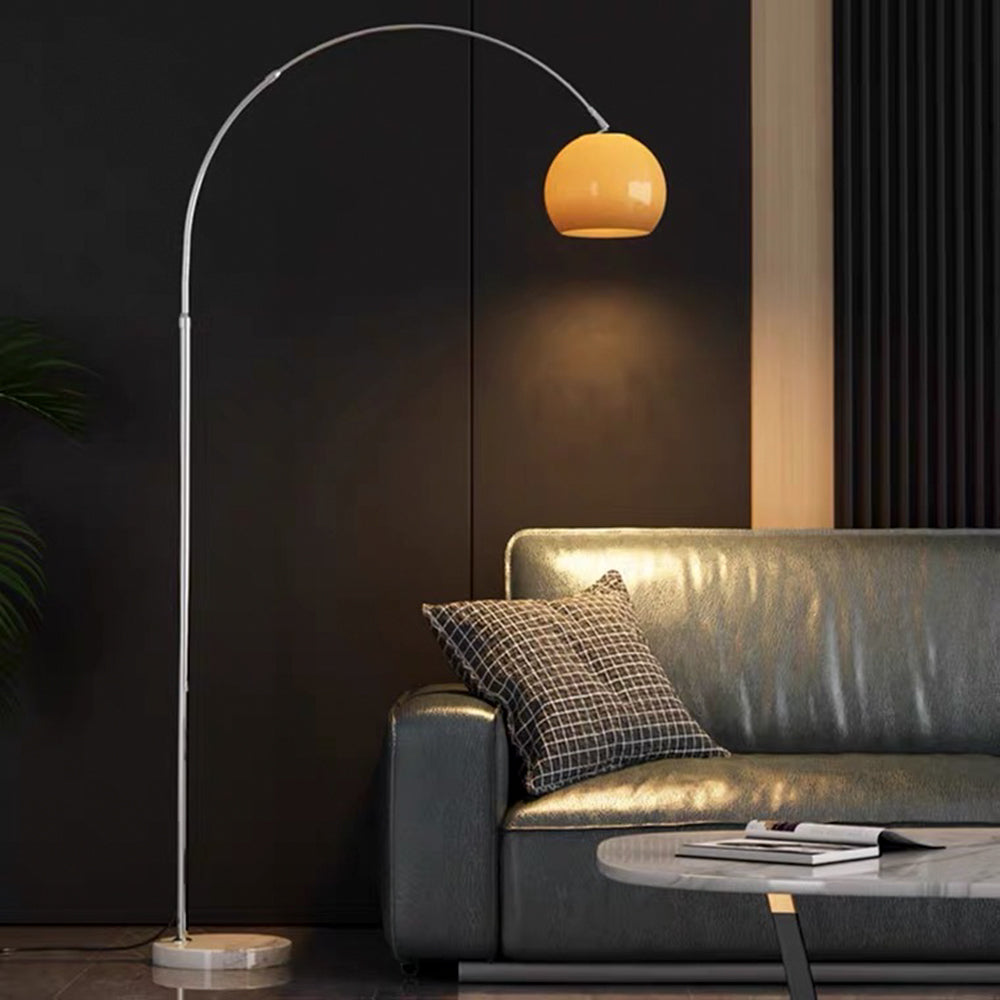 Mira Floor Arc Lamp, Tall Floor Light, Modern, Orange/ White