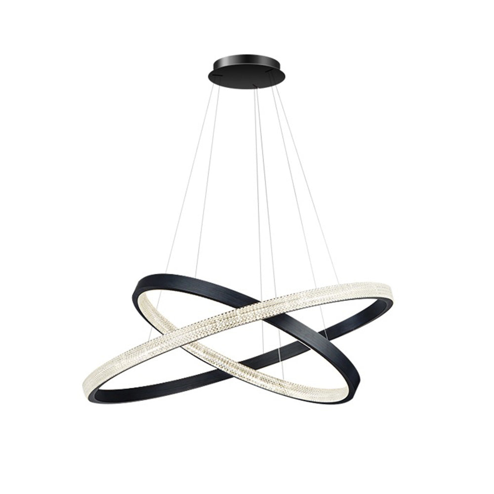 Kristy Modern Ring Metal/Arcylic LED Pendant Light, Black/Gold