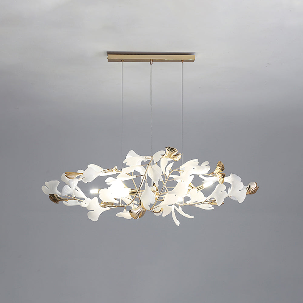 Olivia Ginkgo Leaf Modern Petal Shaped Metal Chandelier, Gold