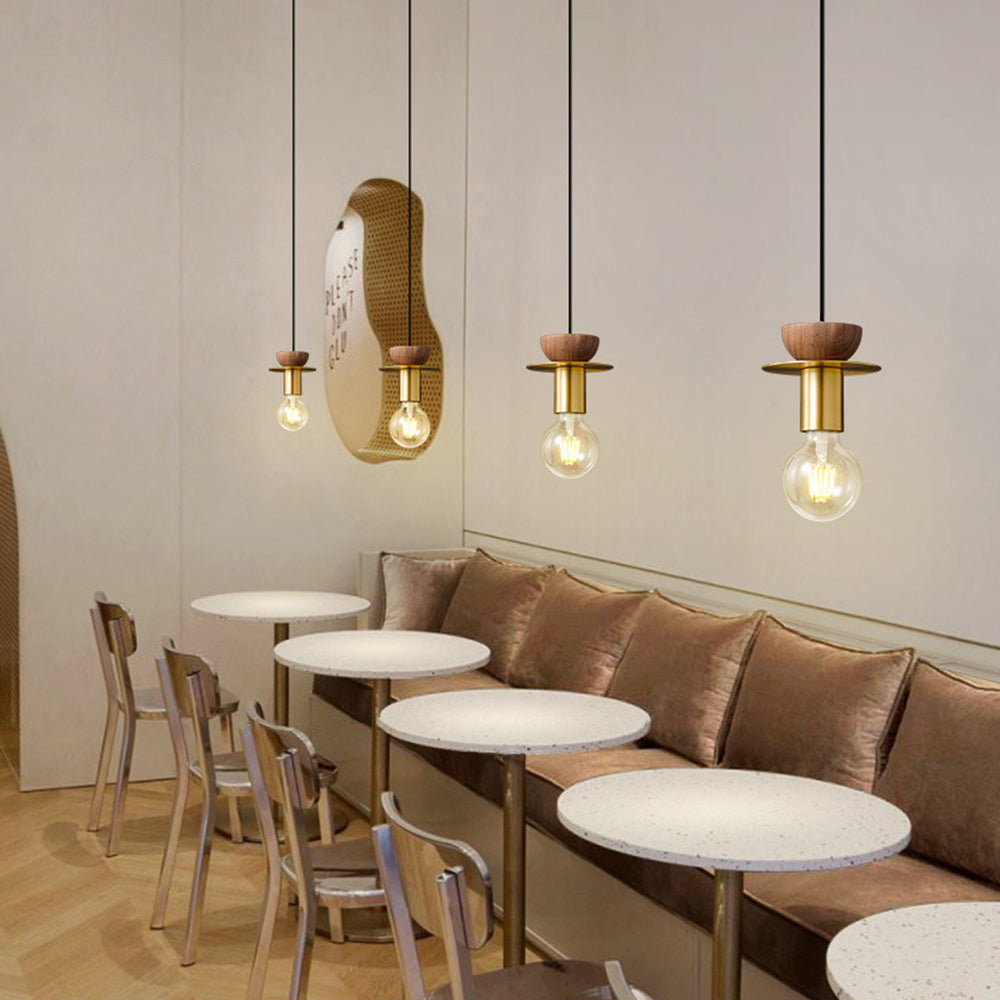 Valentina Modern Simple Pendant Light Copper Walnut Bedroom Dining Room