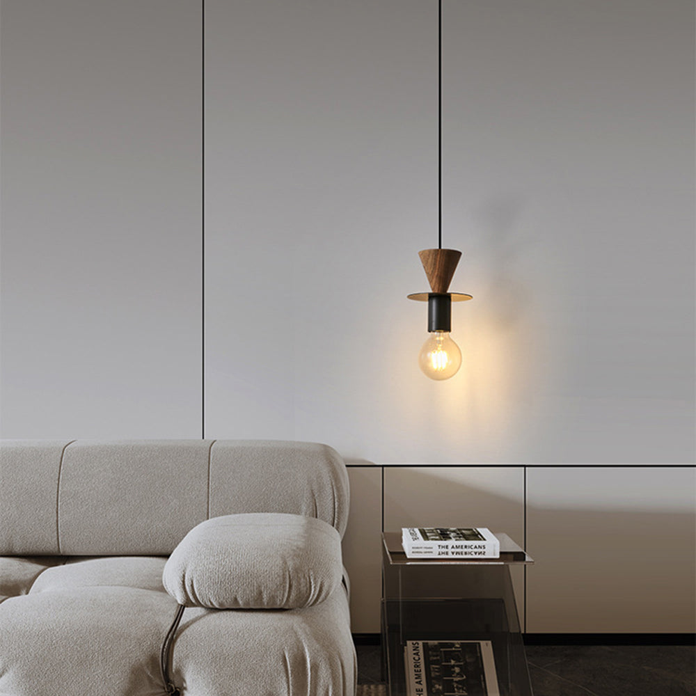 Valentina Modern Simple Pendant Light Copper Walnut Bedroom Dining Room