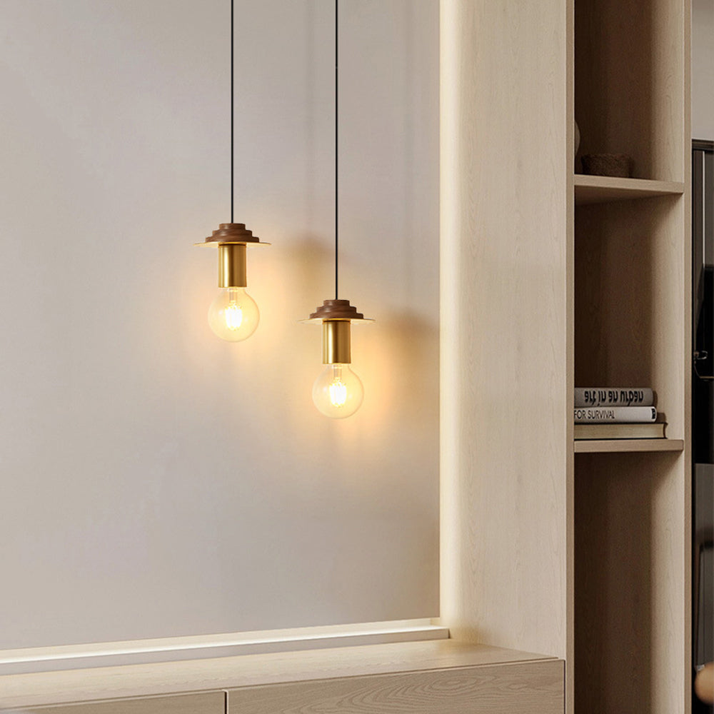Valentina Modern Simple Pendant Light Copper Walnut Bedroom Dining Room