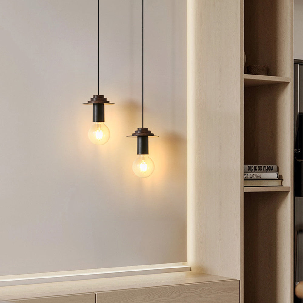 Valentina Modern Simple Pendant Light Copper Walnut Bedroom Dining Room