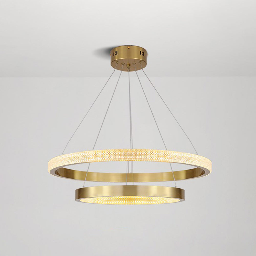 Kristy Modern Ring Metal/Arcylic LED Pendant Light, Black/Gold