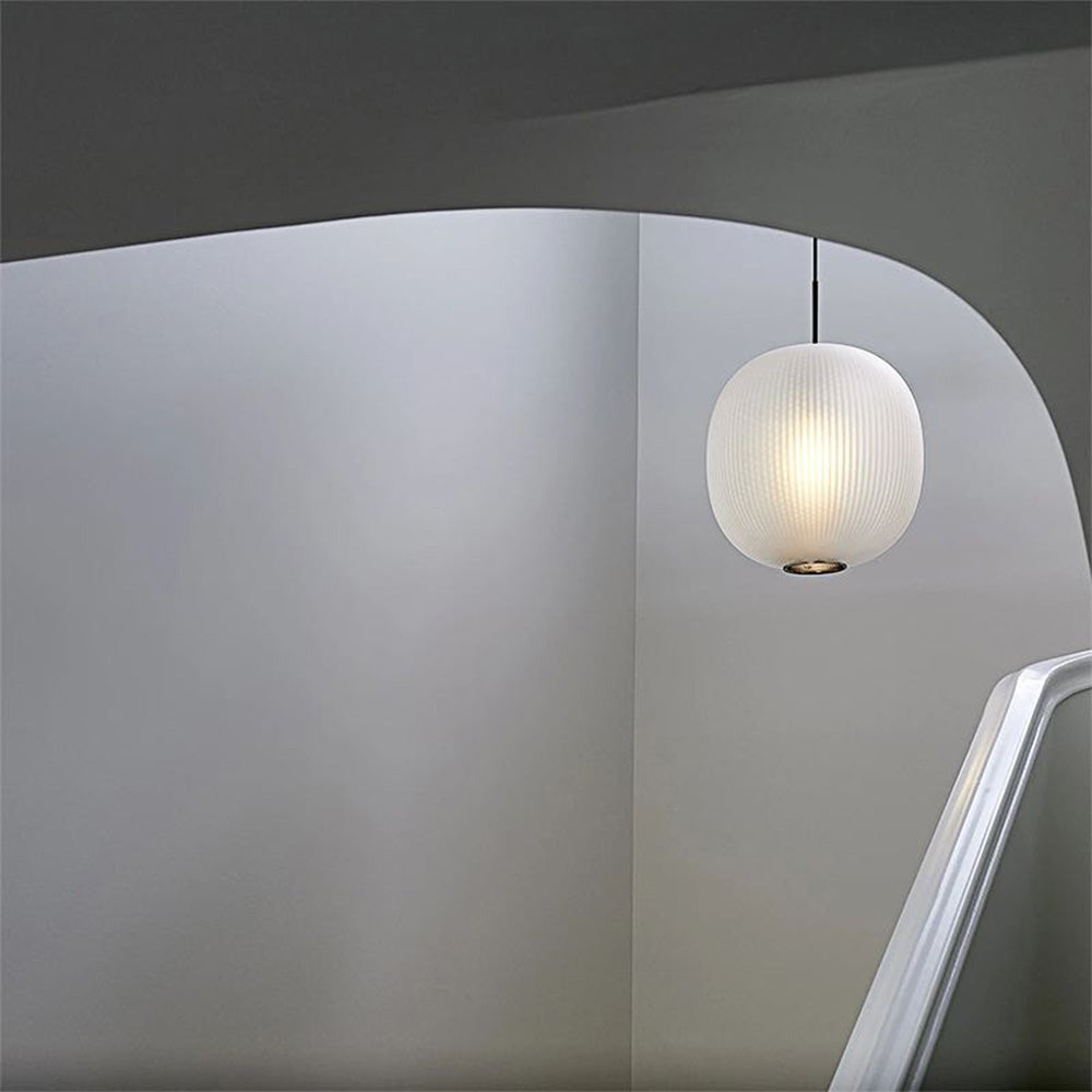 Valentina Frosted Glass Cylinder Pendant Light, Sandy White/Grey, Metal/Glass