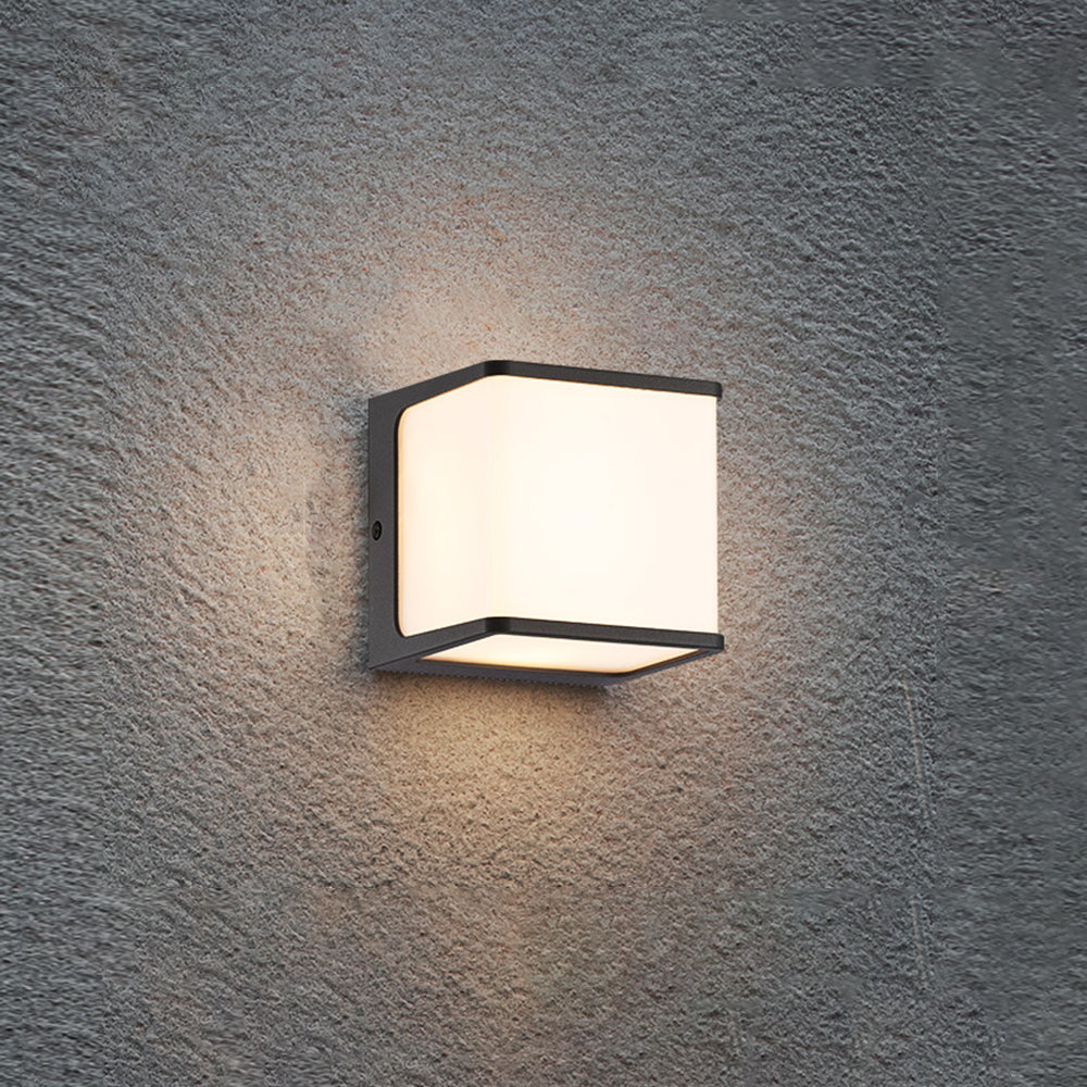 Ray Modern Minimalist Rectangular Acrylic Sensor Solar Outdoor Wall Lamp, Black/White