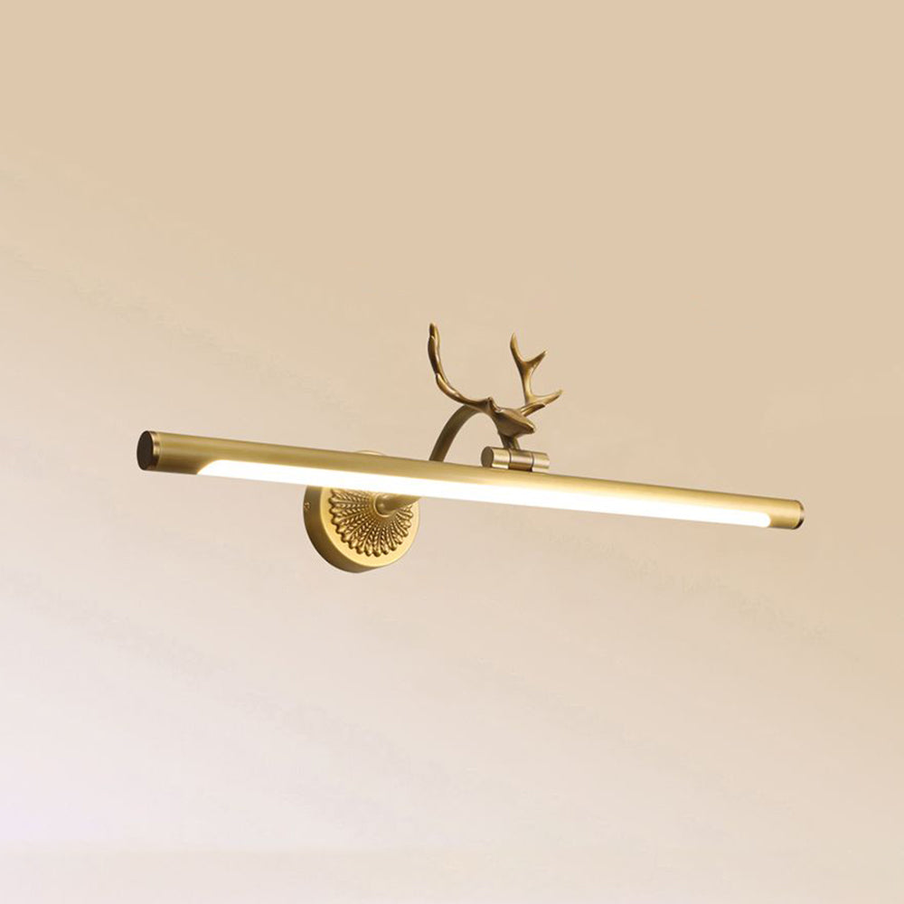 Arisha Modern Staghorn Shaped Vanity Mirror Front Wall Lamp, Black/Brass