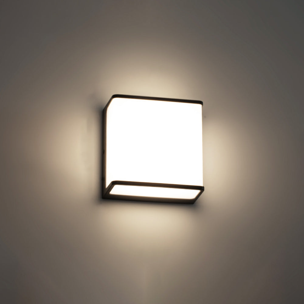 Ray Modern Minimalist Rectangular Acrylic Sensor Solar Outdoor Wall Lamp, Black/White