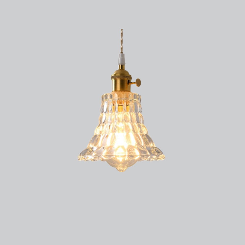 Valentina Art Deco Blown Brass & Glass Pendant Light, 7 Styles