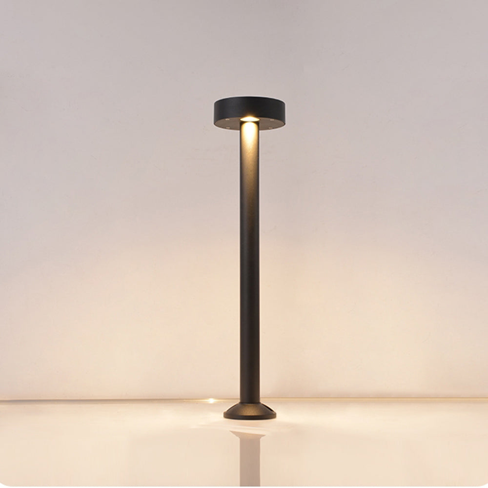 Ray Modern Metal Frisbee Shaped Lampholder Outdoor Path Light, Black