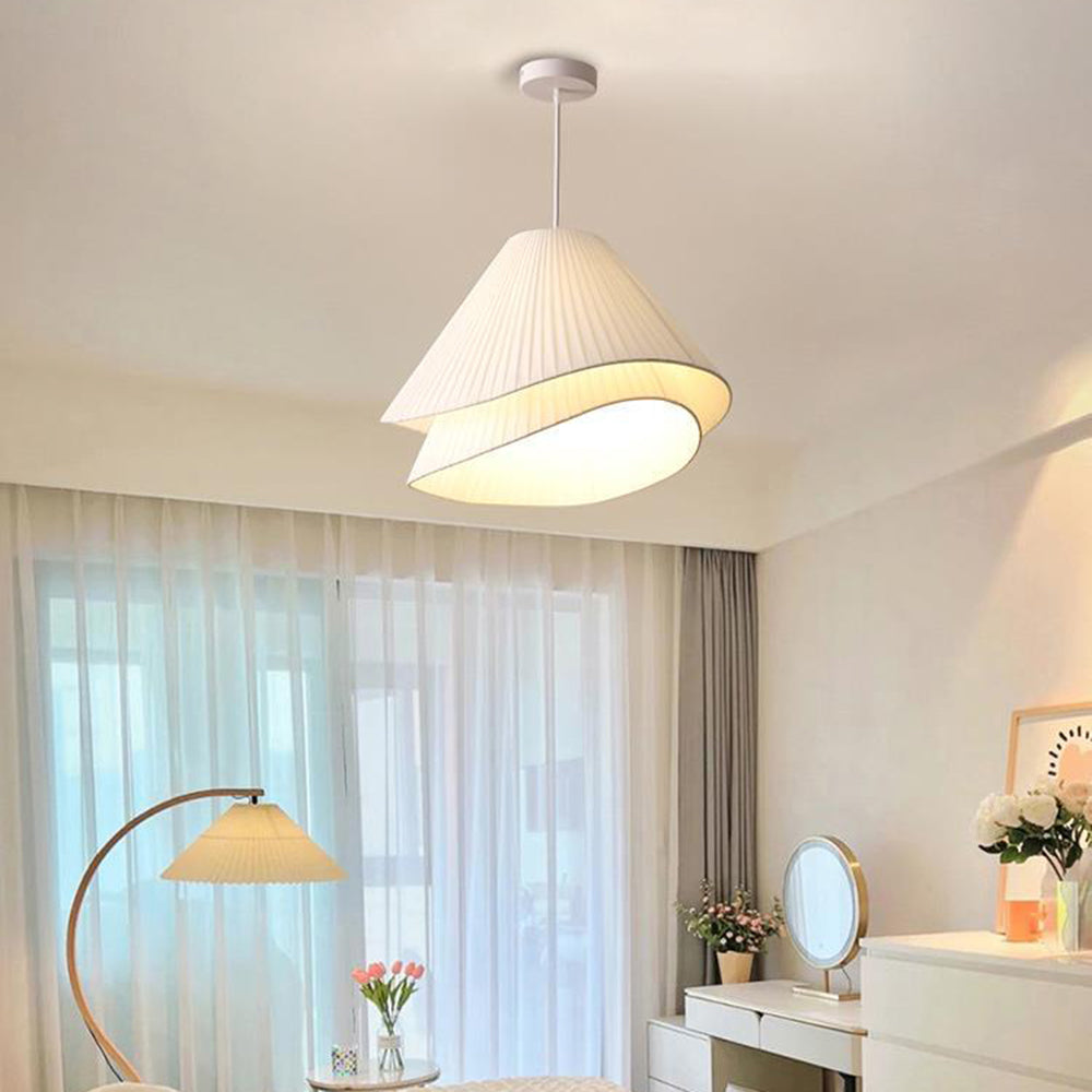 Ritta Minimalist Double Overlap Fabric LED Pendant Light, White