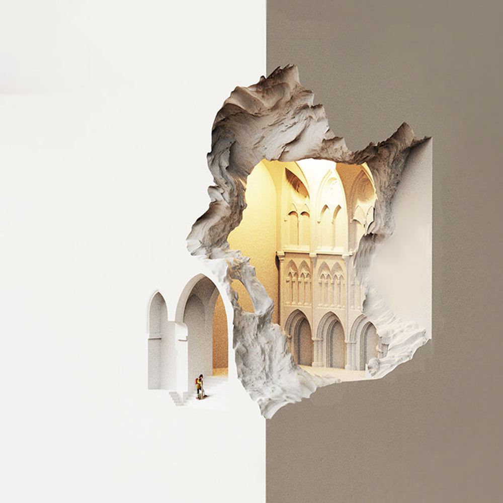 Arisha Art Deco Flush LED Plaster Wall Lamp, White
