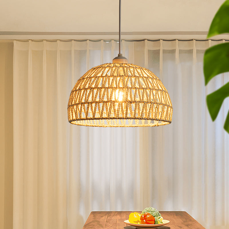 Ritta Boho Retro LED Pendant Light Wood Rattan Bedroom/Restaurant