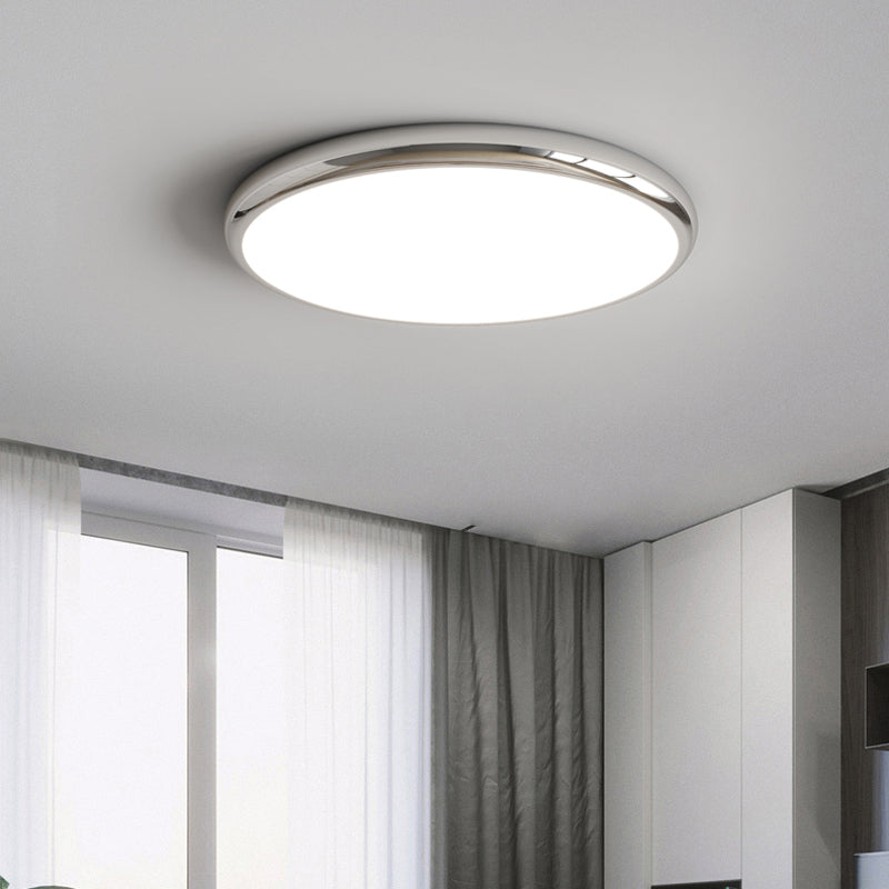 Muto Retro Circle Flush Mount Ceiling Light White Metal Bedroom