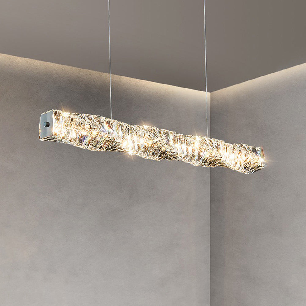Kristy Crystal Sliver and Gold Pendant Light, Stainless Steel