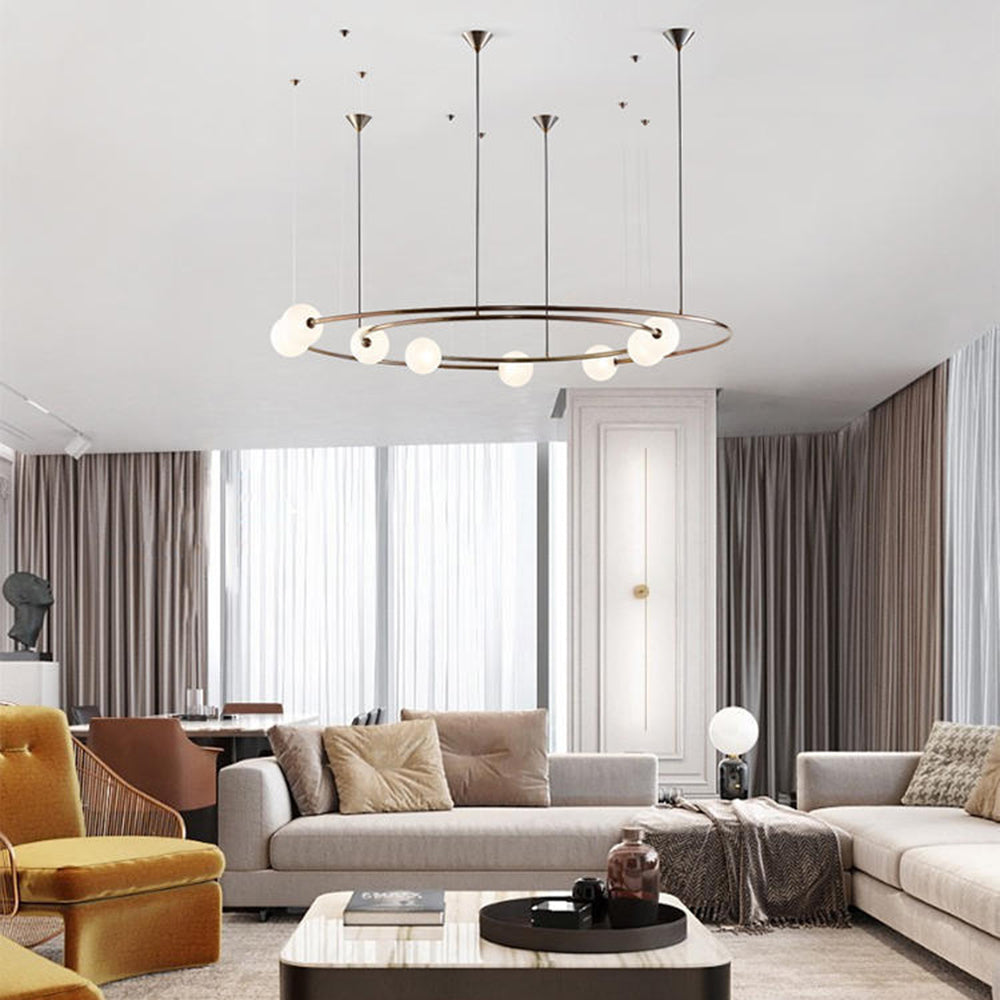 Valentina Modern Ring Metal Pendant Light, Black/Gold
