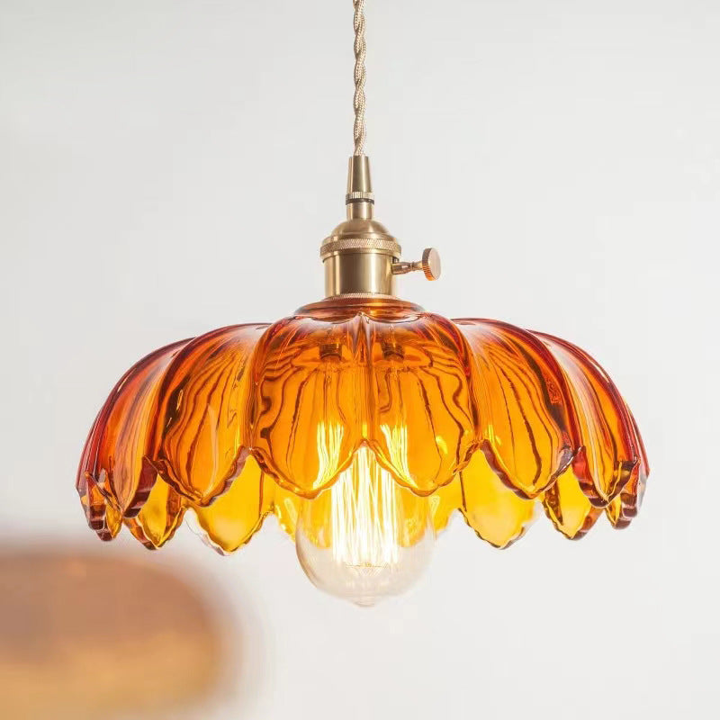 Valentina Retro LED Pendant Light Colourful Glass/Metal Flower Dining Room