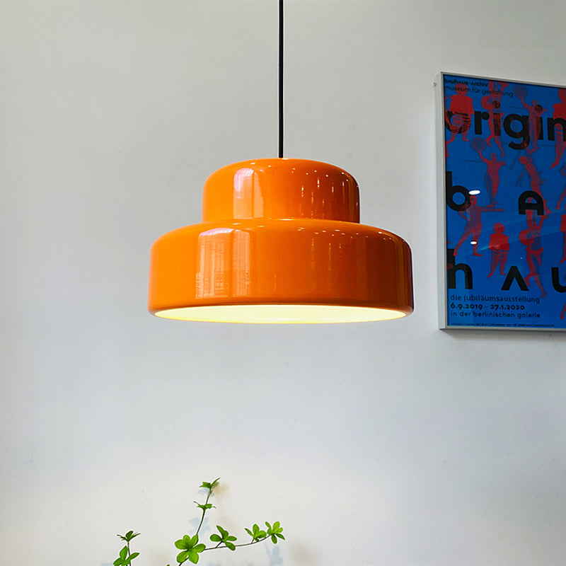 Arisha Single Head Vintage Pendant Light Orange Metal Dining Room