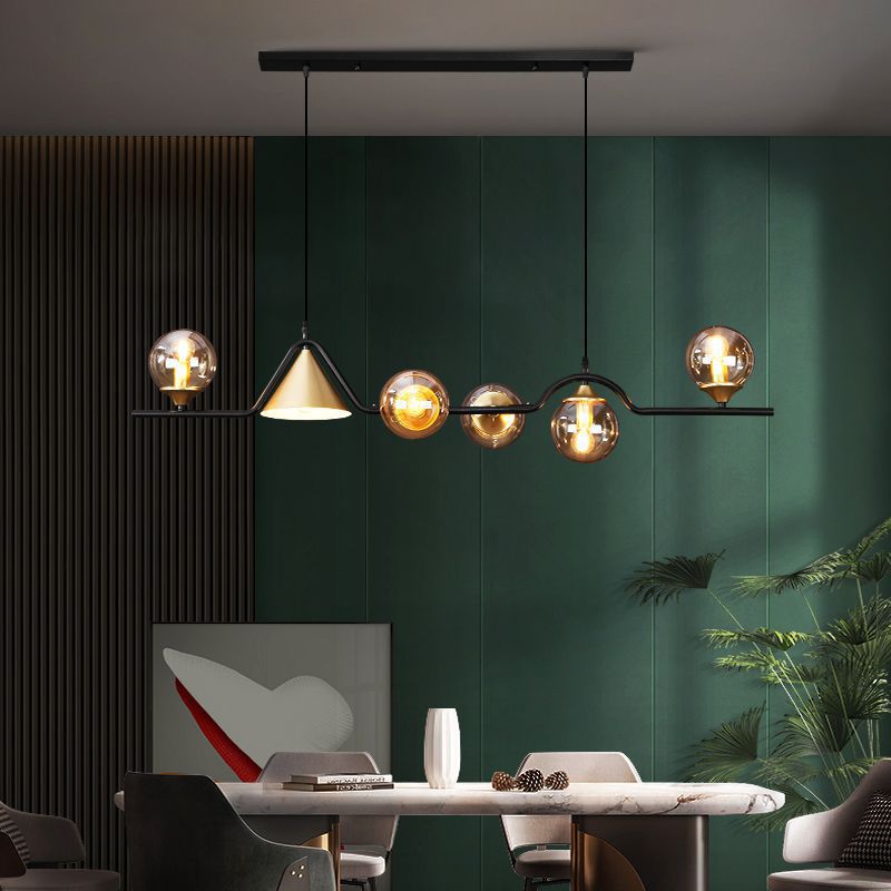 Arisha Modern LED Pendant Light Black/Gold Glass Living Room/Bedroom