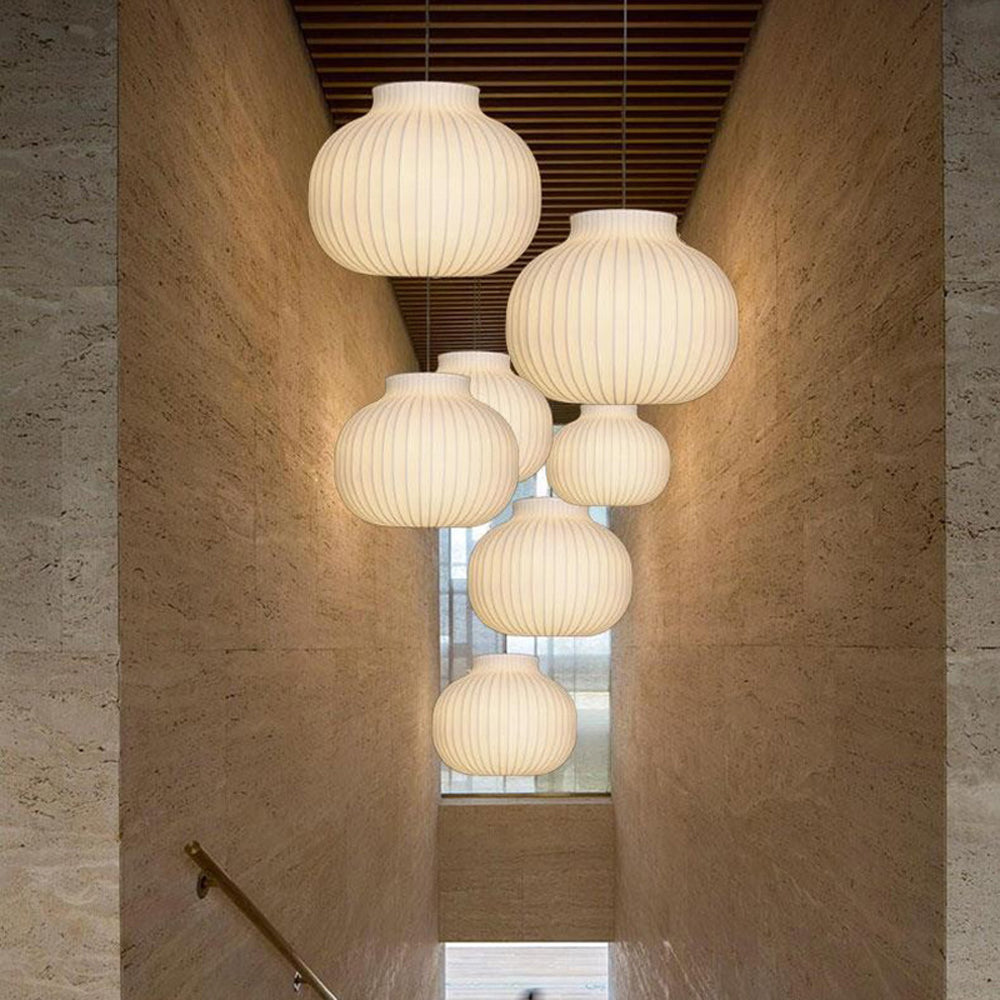 Ritta French Vintage White Pendant Light, Synthetic Silk