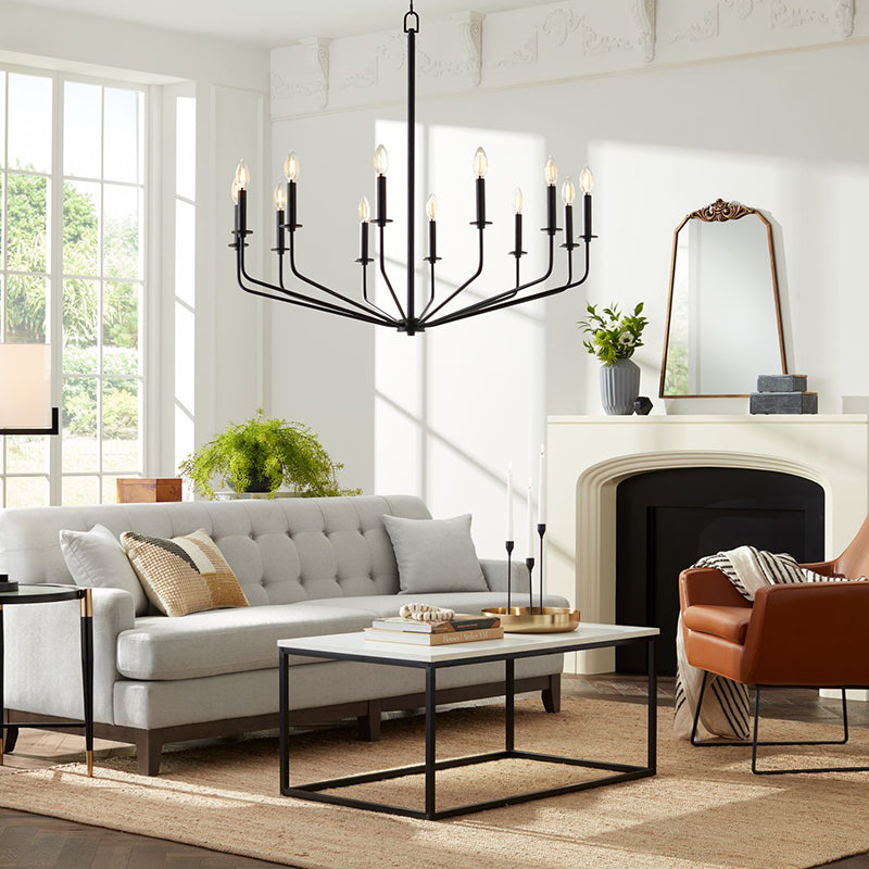 Silva Modern Industrial LED Chandelier Black Metal Living Room