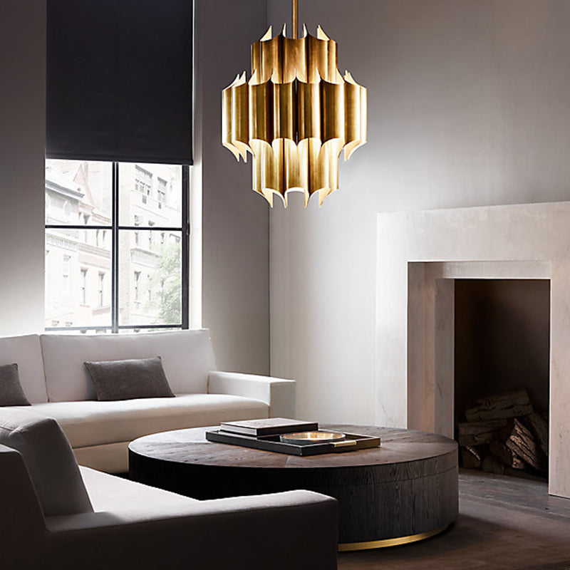 Arisha Simple Retro Creative Chandelier Brass Metal Bedroom