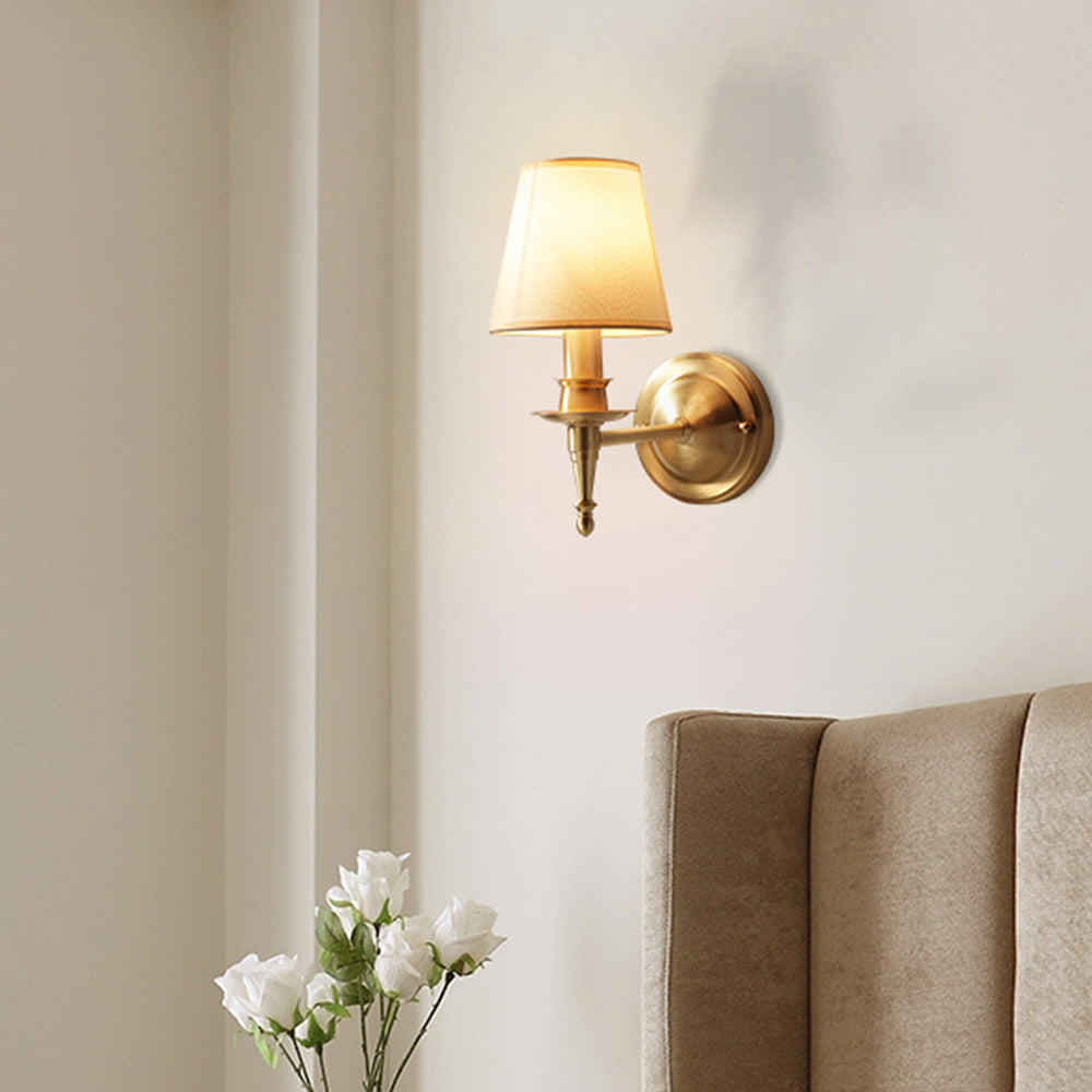 Tiffany Vintage Rustic Lantern Fabric LED Wall Lamp, Gold
