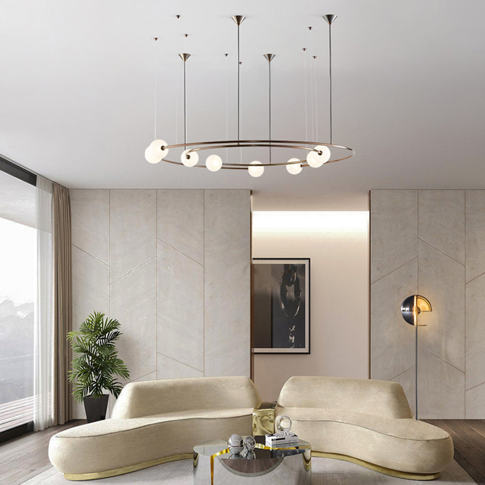 Valentina Modern Ring Metal Pendant Light, Black/Gold