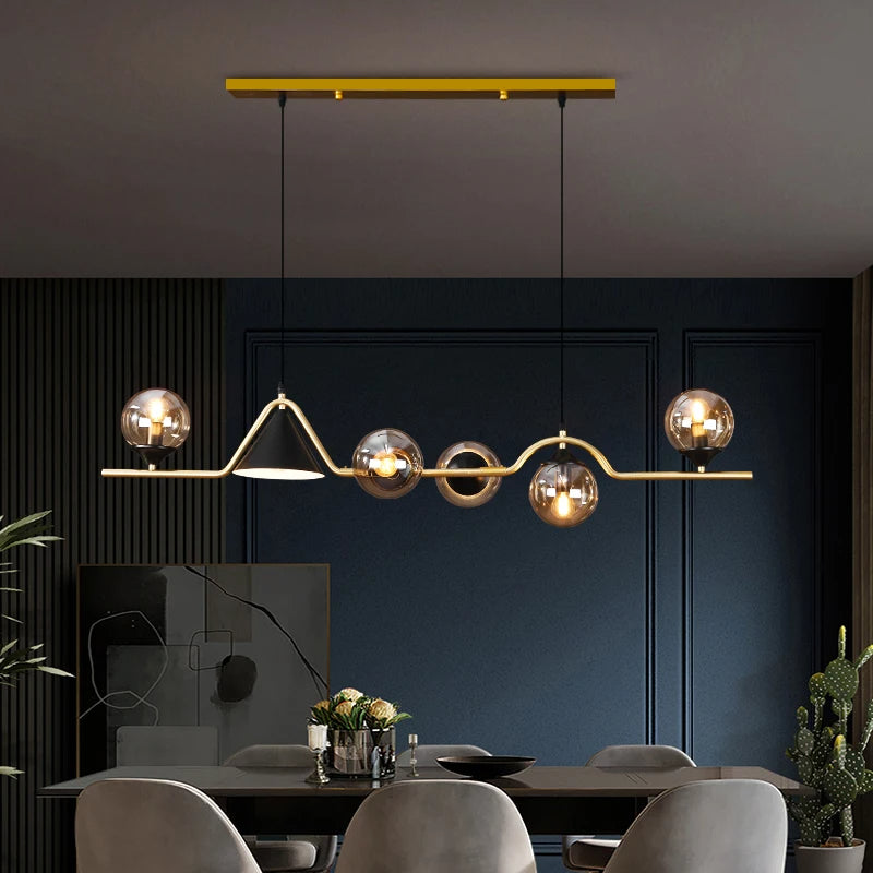 Arisha Modern LED Pendant Light Black/Gold Glass Living Room/Bedroom