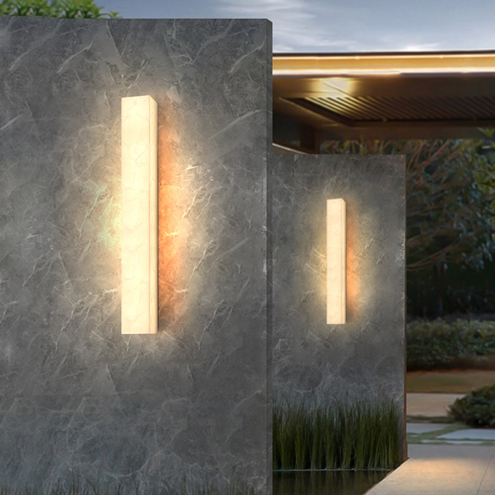 Ray Modern Rectangular Resin Outdoor Wall Lamp, White