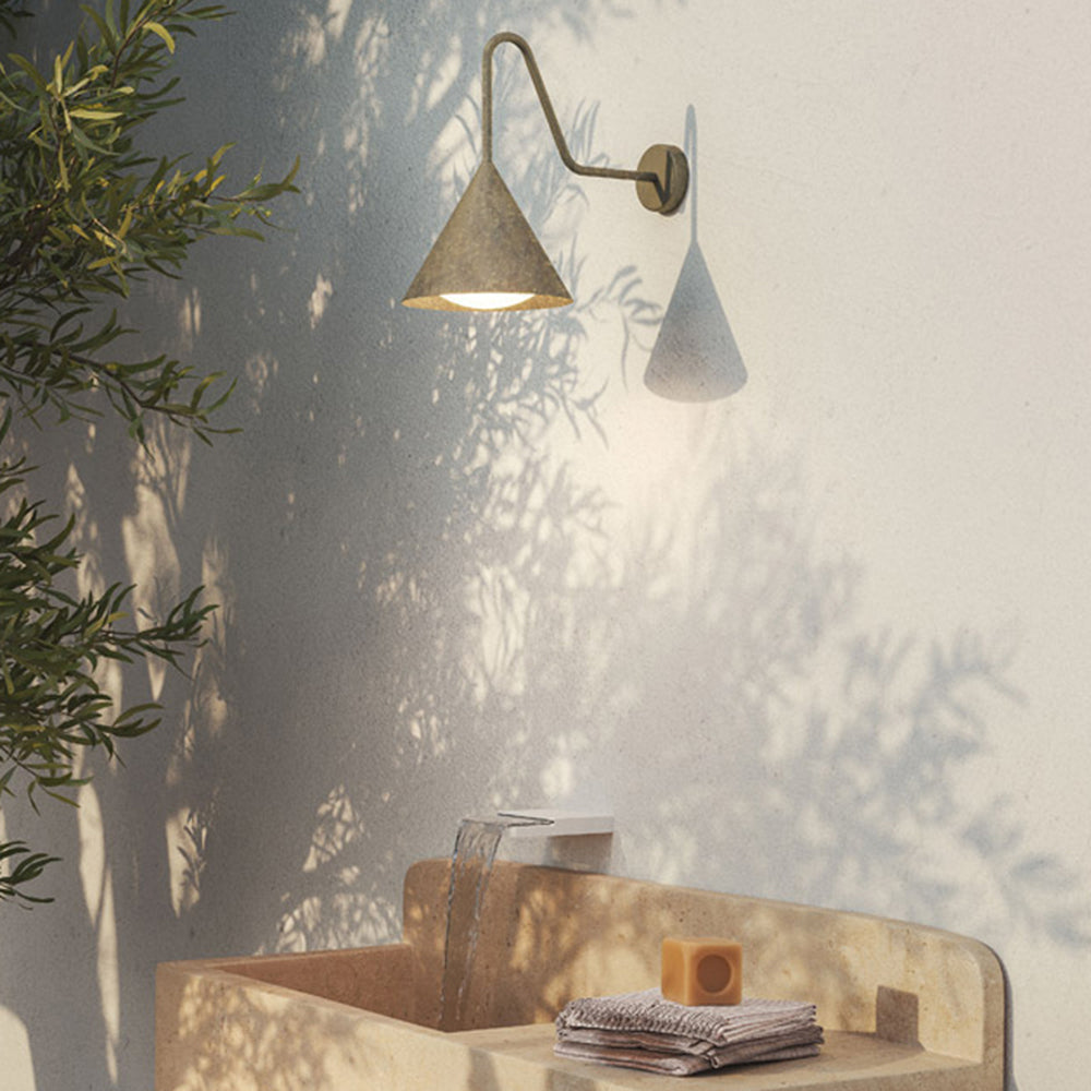 Ray Modern Minimalist Cone Metal Outdoor Waterproof Wall Lamp，Black/Gold
