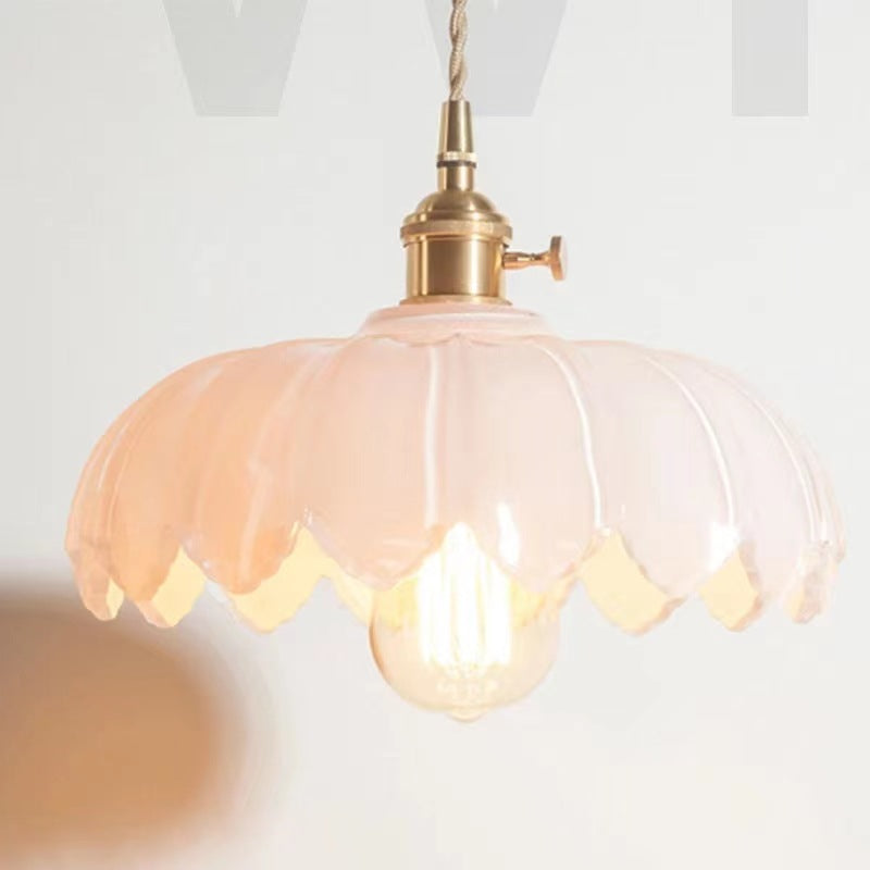 Valentina Retro LED Pendant Light Colourful Glass/Metal Flower Dining Room