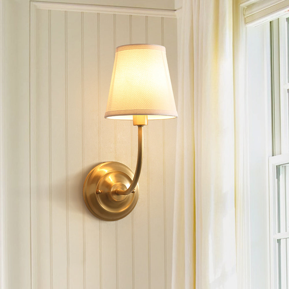 Tiffany Vintage Rustic Lantern Fabric LED Wall Lamp, Gold