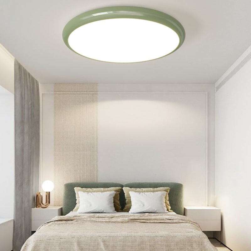 Muto Retro Circle Flush Mount Ceiling Light White Metal Bedroom