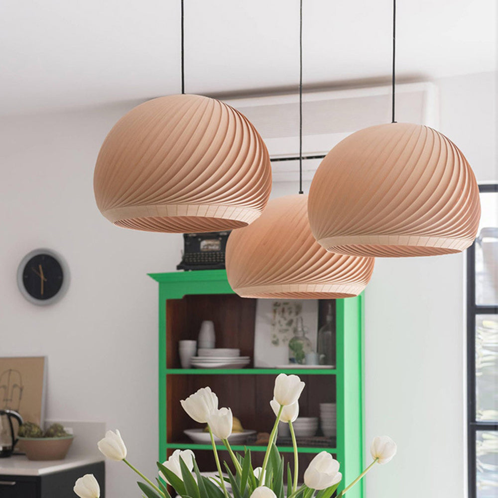 Muto Farmhouse Semi Metal Pendant Light, Brown/Wood