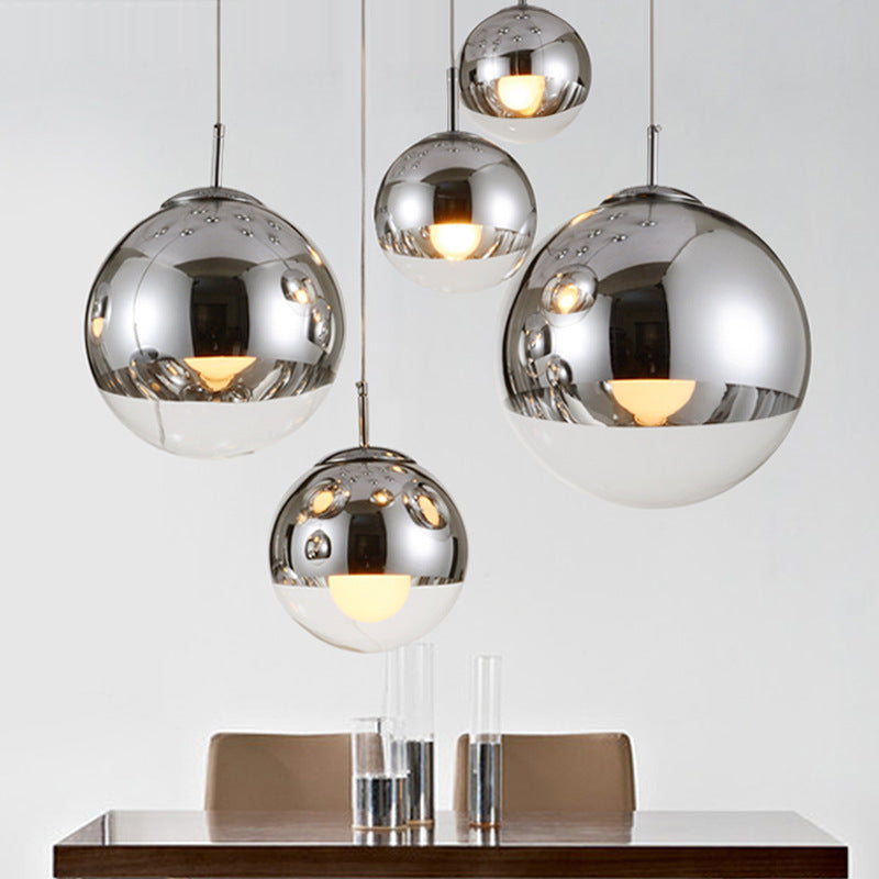 Valentina Industrial Round Metal Glass Pendant Light Living Room