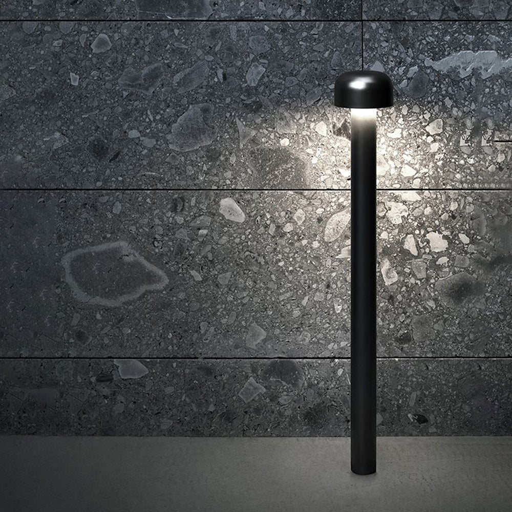 Ray Modern Metal Mushroom Shaped Outdoor Path Light, Silver/Black