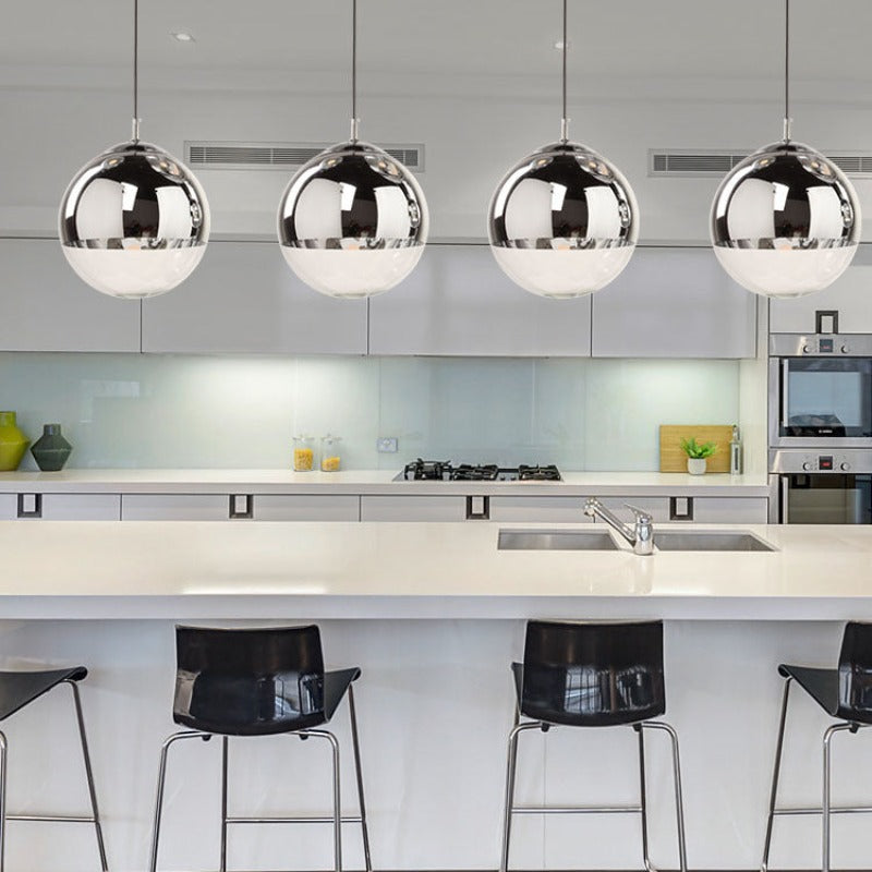Valentina Industrial Round Metal Glass Pendant Light Living Room