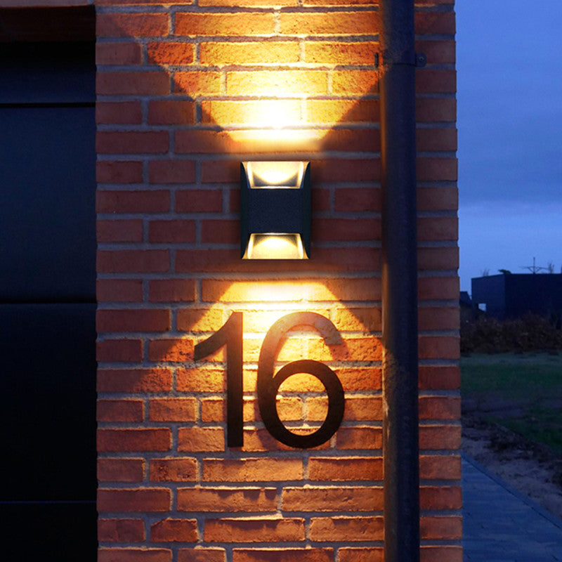 Ray Minimalist Up/Down Metal Outdoor Wall Lamp, Black