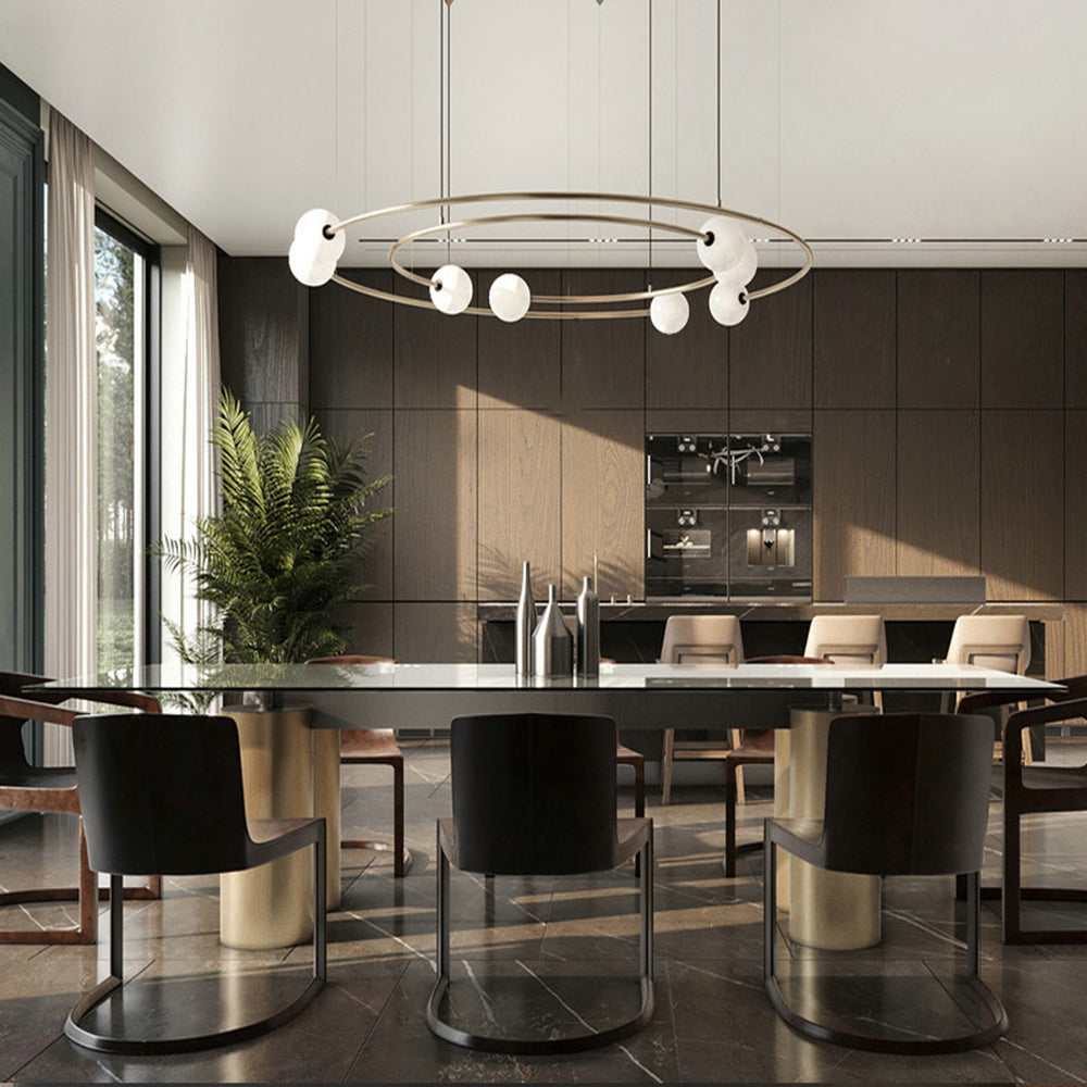 Valentina Modern Ring Metal Pendant Light, Black/Gold